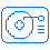 icono azúl sin rellanar hecho en pixel art de una bandeja de vinilos