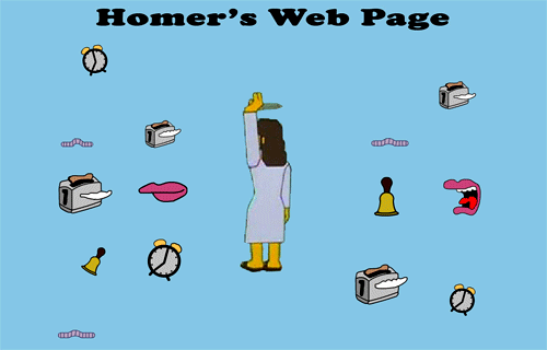 La página web de Homero Simpson: Jesús bailando, una boca hablando, un reloj y otros gifs